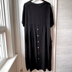 Kaliyana Linen-Rayon Back Button Dress Black